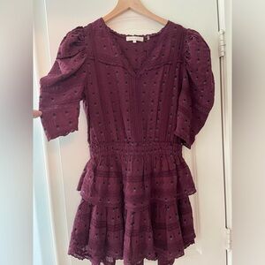 LoveShackFancy maroon mini dress